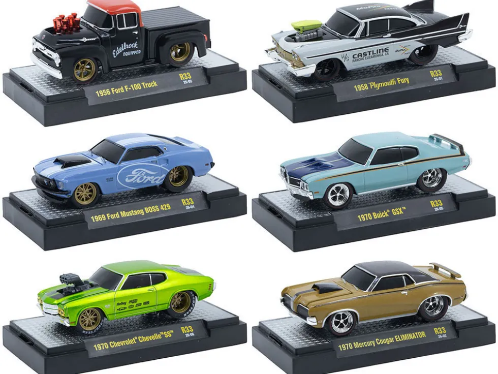 Ground Pounders 6 Cars Set Release 33 IN DISPLAY CASES Limited Edition 1/64 Diecast Model Cars by M2 Machines