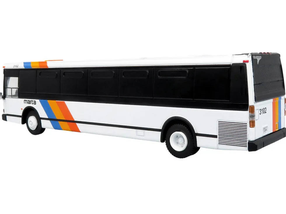 1980 Grumman 870 Advanced Design Transit Bus "MARTA Atlanta" White with Stripes "Vintage Bus & Motorcoach Collection" Limited Edition 1/87 (HO) Diecast Model by Iconic Replicas