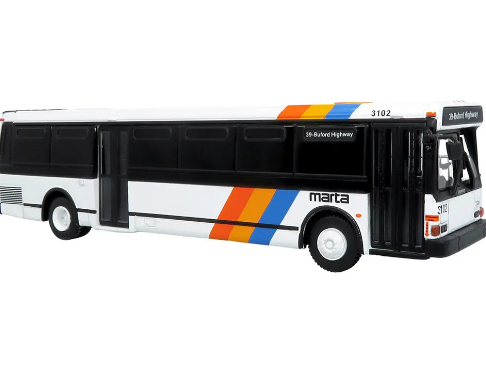 1980 Grumman 870 Advanced Design Transit Bus "MARTA Atlanta" White with Stripes "Vintage Bus & Motorcoach Collection" Limited Edition 1/87 (HO) Diecast Model by Iconic Replicas