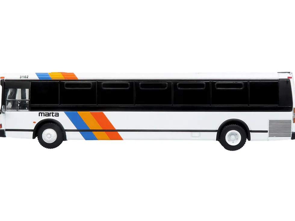 1980 Grumman 870 Advanced Design Transit Bus "MARTA Atlanta" White with Stripes "Vintage Bus & Motorcoach Collection" Limited Edition 1/87 (HO) Diecast Model by Iconic Replicas