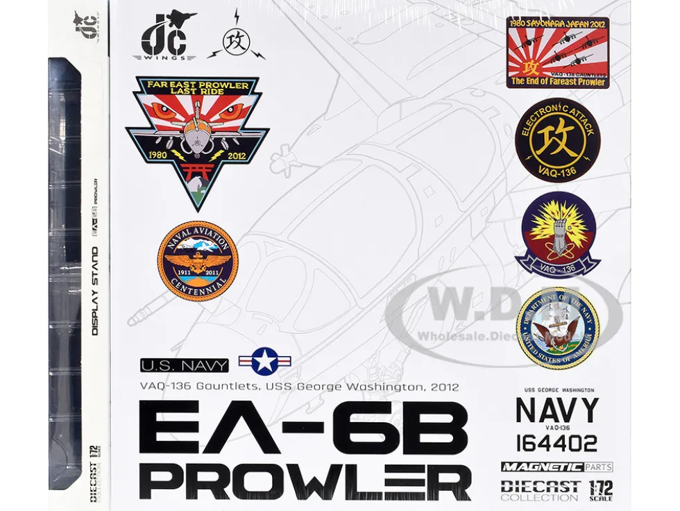 Grumman EA-6B Prowler Attack Aircraft "VAQ-136 Gauntlets, USS George Washington" (2012) United States Navy 1/72 Diecast Model by JC Wings