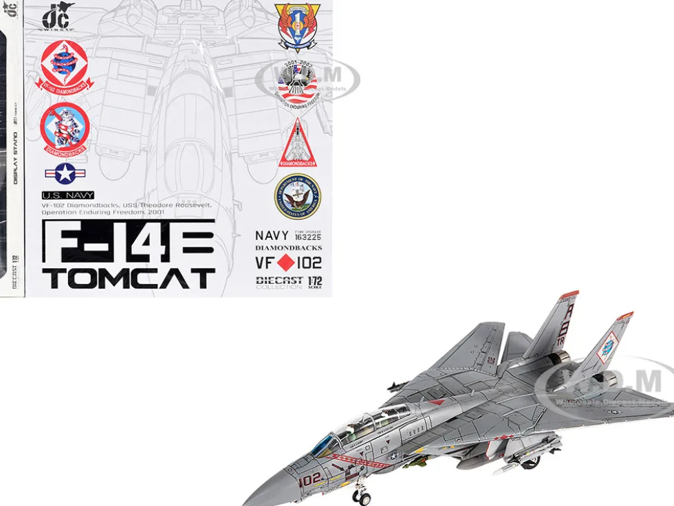 Grumman F-14B Tomcat Fighter Aircraft "VF-102 Diamondbacks, Operation Enduring Freedom" (2001) United States Navy 1/72 Diecast Model by JC Wings