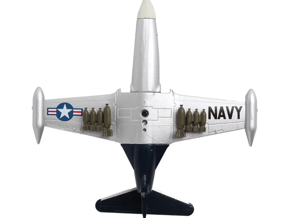 Grumman F9F F 9 Panther Cougar Aircraft Blue Tail Fly United States Navy 1/100 Diecast Model Airplane Postage Stamp PS5393-3