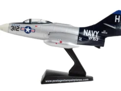 Grumman F9F F 9 Panther Cougar Aircraft Blue Tail Fly United States Navy 1/100 Diecast Model Airplane Postage Stamp PS5393-3