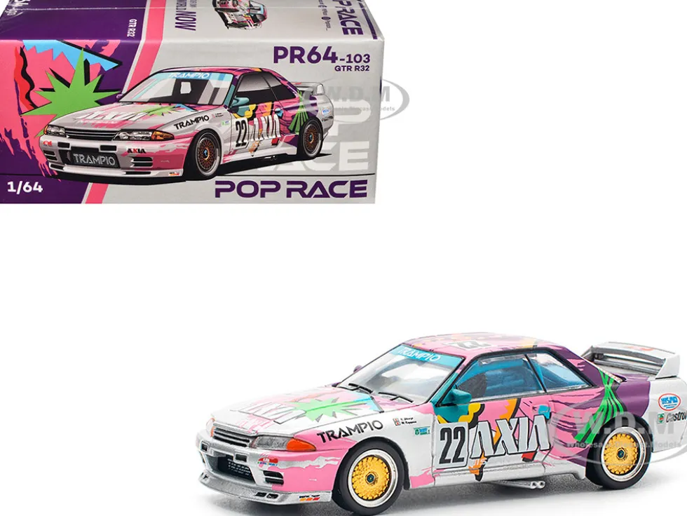 GTR R32 RHD (Right Hand Drive) #22 Masahiko Kageyama - Kazuo Shimizu "Axia" Group A "Japanese Touring Car Championship" (1991) 1/64 Diecast Model Car by Pop Race