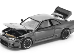GTR R33 400R RHD (Right Hand Drive) Dark Chrome "The Dark Chrome Series" 1/64 Diecast Model Car by Pop Race