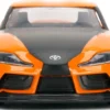 Han's Mazda RX-7 Orange Metallic Matt Black Toyota GR Supra Orange Metallic Black Hood Set 2 pieces Fast & Furious Series 1/32 Diecast Model Cars Jada 32910