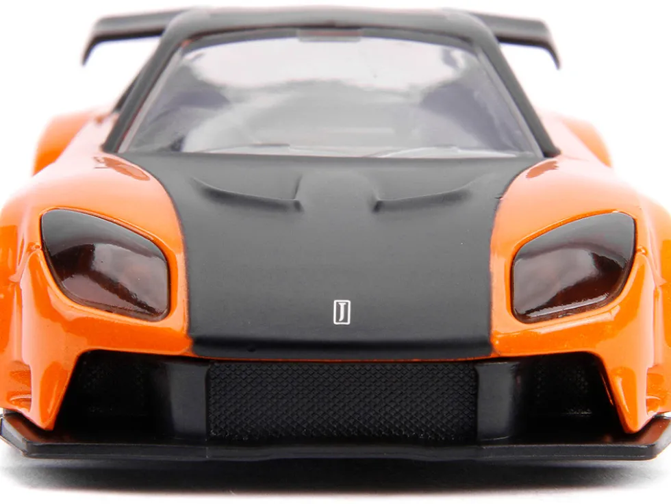 Han's Mazda RX-7 Orange Metallic Matt Black Toyota GR Supra Orange Metallic Black Hood Set 2 pieces Fast & Furious Series 1/32 Diecast Model Cars Jada 32910