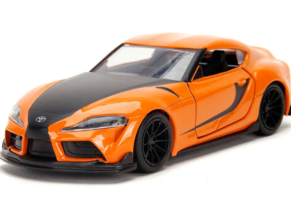 Han's Mazda RX-7 Orange Metallic Matt Black Toyota GR Supra Orange Metallic Black Hood Set 2 pieces Fast & Furious Series 1/32 Diecast Model Cars Jada 32910