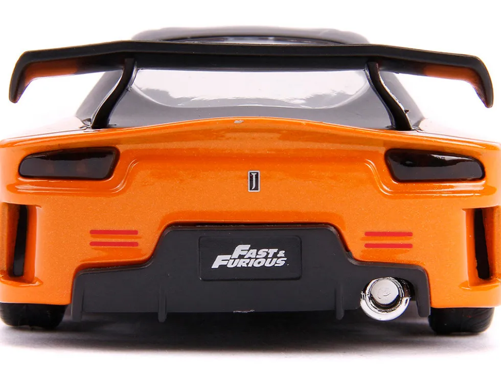 Han's Mazda RX-7 Orange Metallic Matt Black Toyota GR Supra Orange Metallic Black Hood Set 2 pieces Fast & Furious Series 1/32 Diecast Model Cars Jada 32910