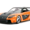 Han's Mazda RX-7 RHD (Right Hand Drive) Orange Metallic and Black "25 Years of Fast & Furious" "The Fast and the Furious: Tokyo Drift" (2006) Movie "Fast & Furious" Series 1/32 Diecast Model Car by Jada