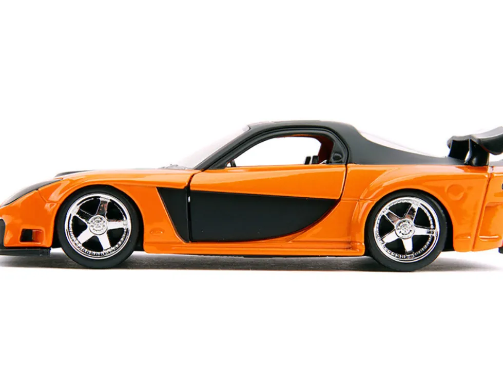 Han's Mazda RX-7 RHD (Right Hand Drive) Orange Metallic and Black "25 Years of Fast & Furious" "The Fast and the Furious: Tokyo Drift" (2006) Movie "Fast & Furious" Series 1/32 Diecast Model Car by Jada