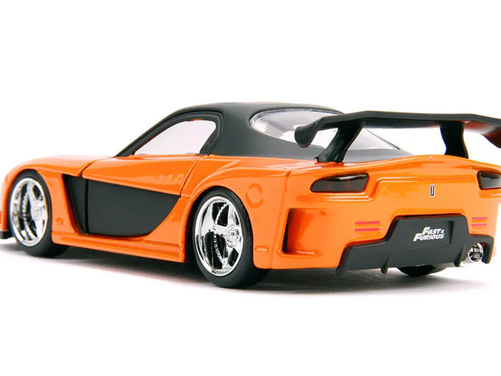 Han's Mazda RX-7 RHD (Right Hand Drive) Orange Metallic and Black "25 Years of Fast & Furious" "The Fast and the Furious: Tokyo Drift" (2006) Movie "Fast & Furious" Series 1/32 Diecast Model Car by Jada
