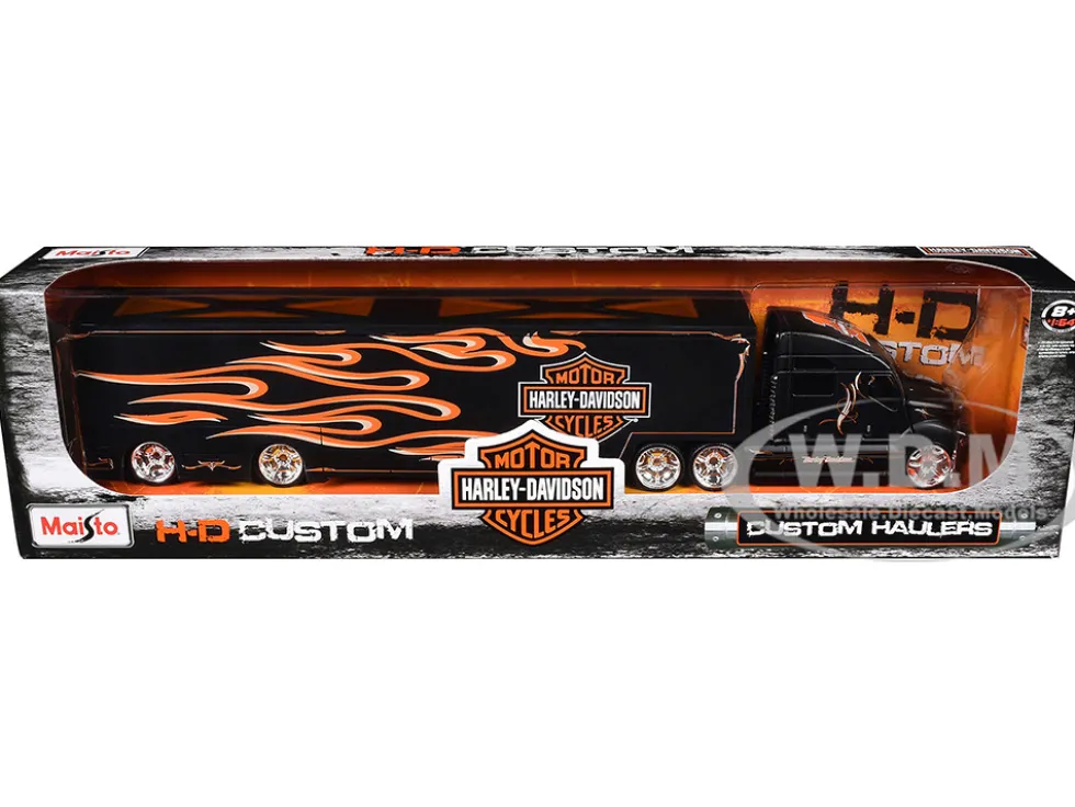 Harley Davidson Custom Hauler Trailer Black 1/64 Diecast Model Maisto 11516