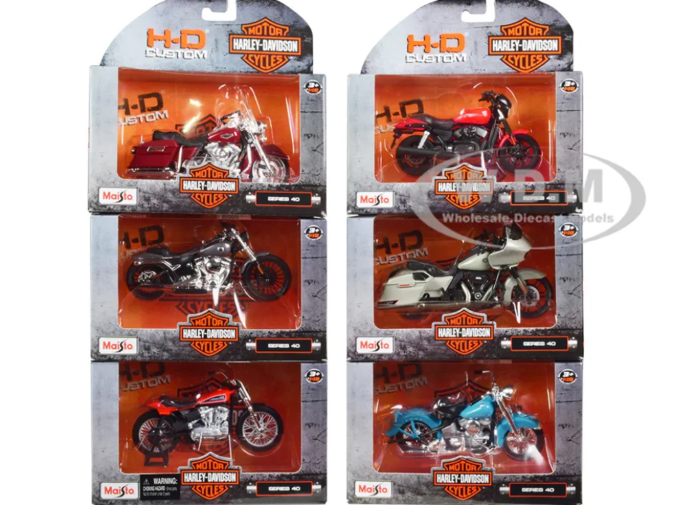 Harley-Davidson Motorcycles 6 piece Set Series 40 1/18 Diecast Models Maisto 31360-40