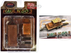 Haul N Go 3 4 piece Diecast Model Set 1 Flatbed Trailer 1 Abandoned Car 2 Ramps Limited Edition to 3600 pieces Worldwide for 1/64 Scale Models American Diorama AD-76522MJ
