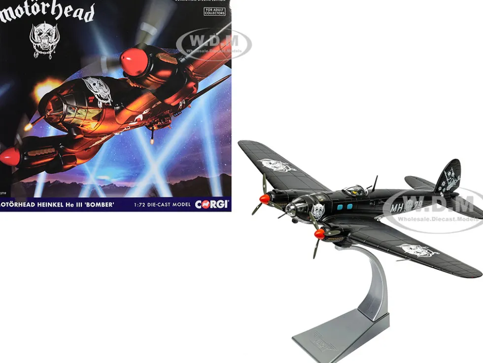 Heinkel He III Bomber Aircraft "Motorhead" Black with Graphics 1/72 Diecast Model by Corgi