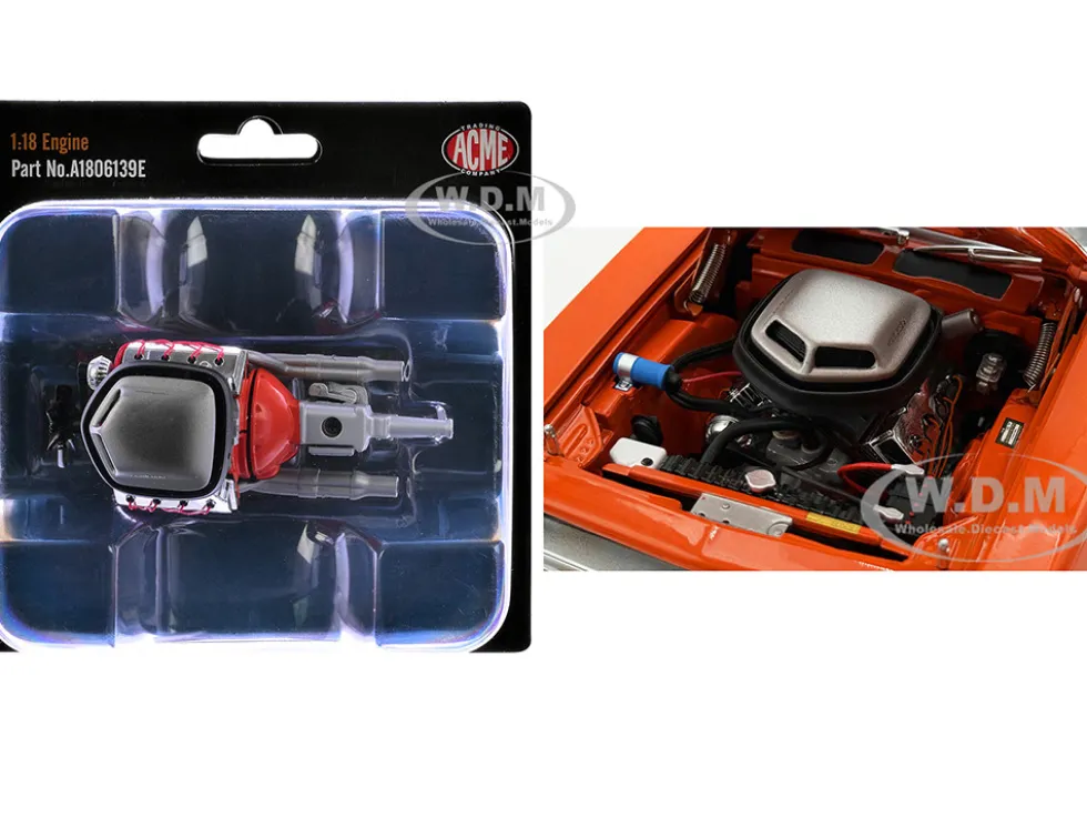 426 HEMI Engine and Transmission Replica from "1970 Plymouth HEMI Cuda" 1/18 Model by ACME