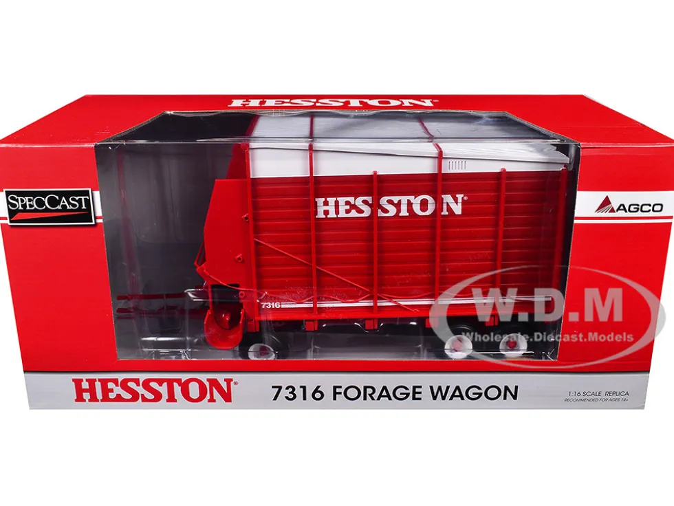 Hesston 7316 Forage Wagon Red and White 1/16 Diecast Model by SpecCast
