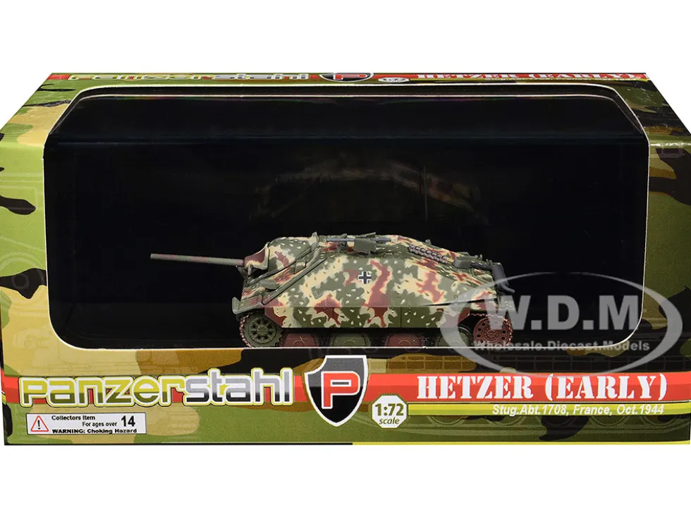 Hetzer (Early) Tank Destroyer "StuG.Abt 1708, France" (1944) German Army 1/72 Diecast Model by Panzerstahl