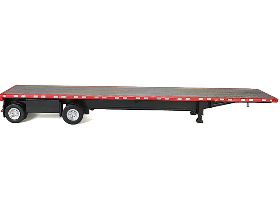 High Boy Spread Axle Flatbed Trailer Red 1/87 (HO) Plastic Model Car by HO Logistics