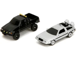 Hill Valley Courthouse Diorama with Black Pickup Truck and Delorean "Back to the Future" (1985) Movie "Nano Scene" Series Model by Jada