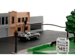 Hill Valley Courthouse Diorama with Black Pickup Truck and Delorean "Back to the Future" (1985) Movie "Nano Scene" Series Model by Jada