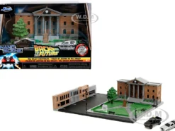 Hill Valley Courthouse Diorama with Black Pickup Truck and Delorean