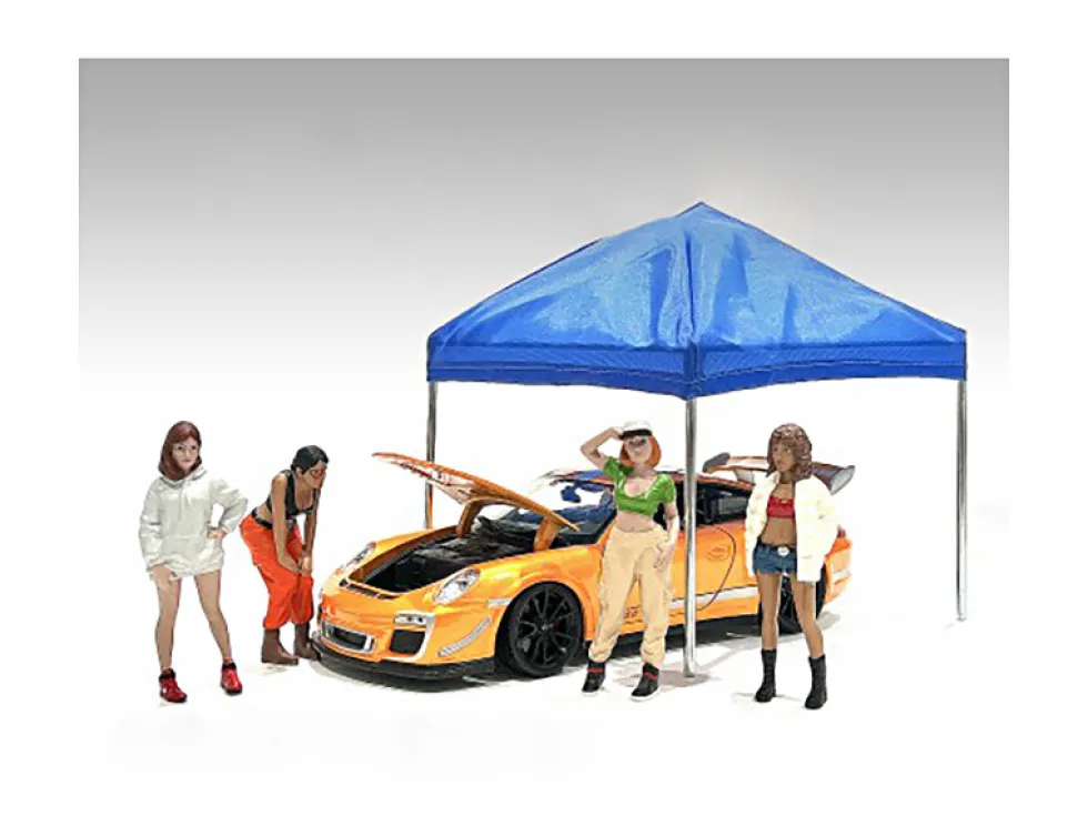 Hip Hop Girls 4 Piece Figure Set for 1/24 Scale Models by American Diorama 24101-24102-24103-24104