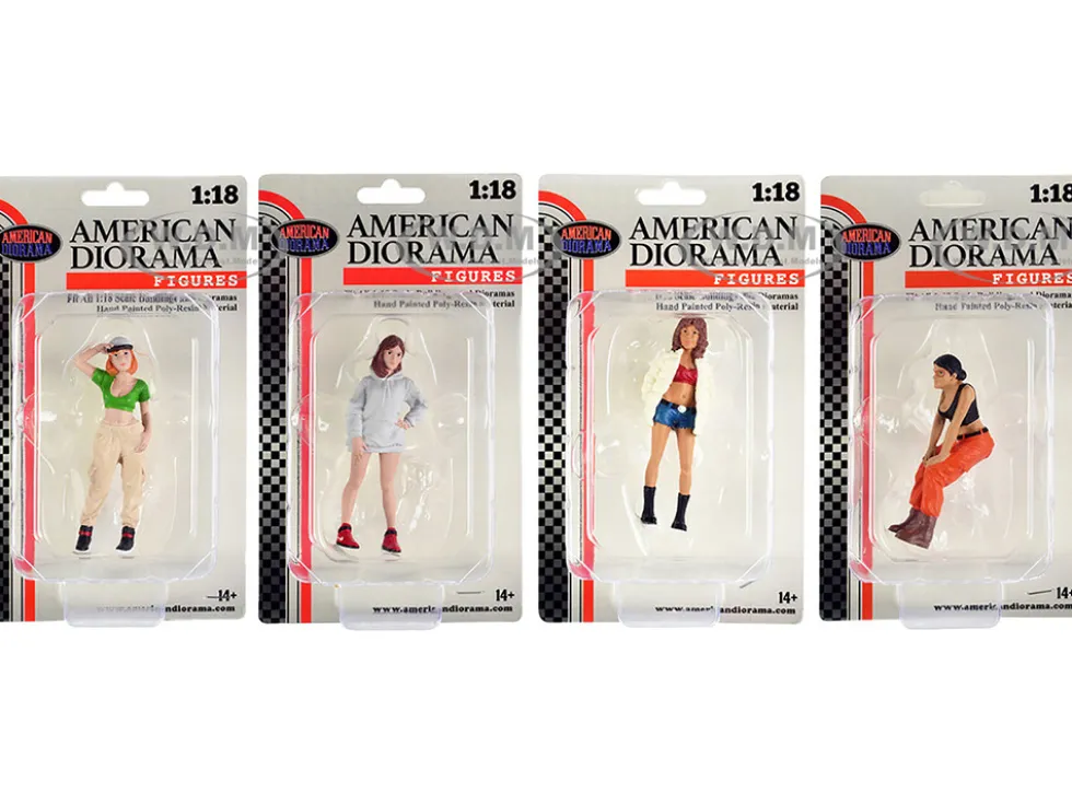 Hip Hop Girls 4 Piece Figure Set for 1/18 Scale Models American Diorama 18101-18102-18103-18104