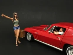 Hitchhiker 2 piece Figurine Set Green Shirt for 1/24 Scale Models American Diorama 23996G