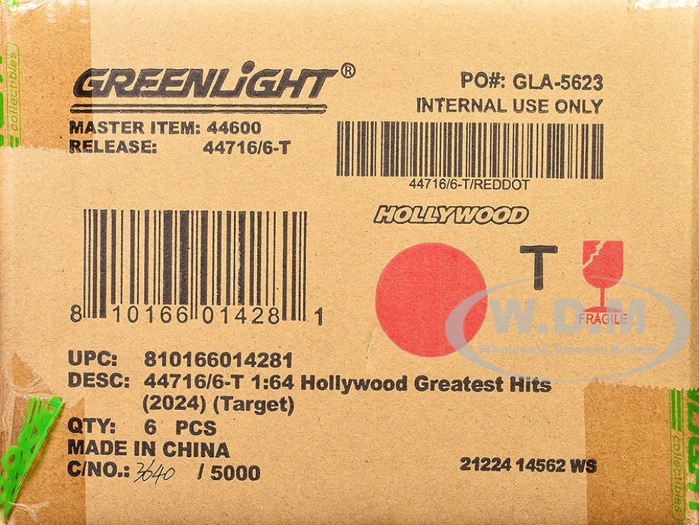 Hollywood Greatest Hits (2024) Set of 6 pieces 1/64 Diecast Model Cars by Greenlight