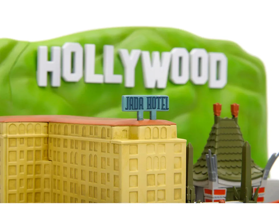 Hollywood 100 Walk of Fame Diorama with Pink Convertible and Double Decker Bus Nano Scene Series model Jada 34807