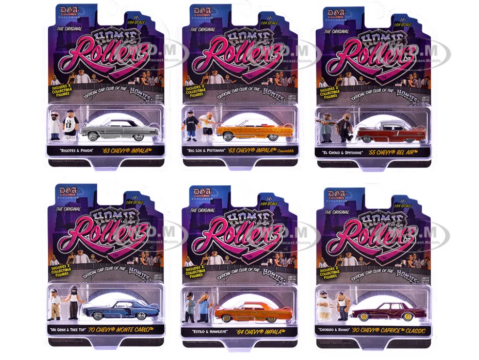 Homie Rollerz 2025 Series 1 Set of 6 Pieces 1/64 Diecast Model Cars by Greenlight and DGA