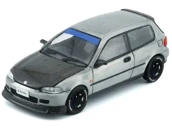 Honda Civic EG6 RHD (Right Hand Drive) Raw Metal with Carbon Hood with Alternates 1/64 Diecast Model Car by BM Creations