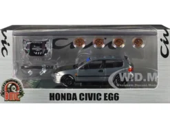 Honda Civic EG6 RHD (Right Hand Drive) Raw Metal with Carbon Hood with Alternates 1/64 Diecast Model Car by BM Creations