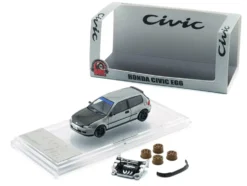 Honda Civic EG6 RHD (Right Hand Drive) Raw Metal with Carbon Hood with Alternates 1/64 Diecast Model Car by BM Creations