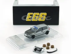 Honda Civic EG6 RHD (Right Hand Drive) Raw Metal with Carbon Hood with Alternates 1/64 Diecast Model Car by BM Creations