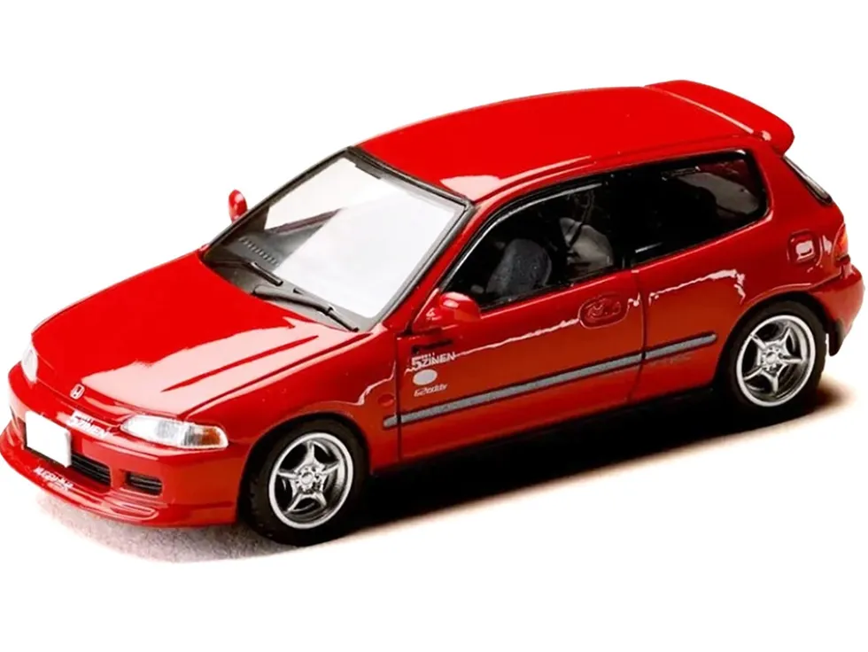 Honda Civic (EG6) RHD (Right Hand Drive) "Myogi Night Kids" Red "Initial D" (1995-2013) Manga "Diorama Set Series" 1/64 Diecast Model Car by Hobby Japan