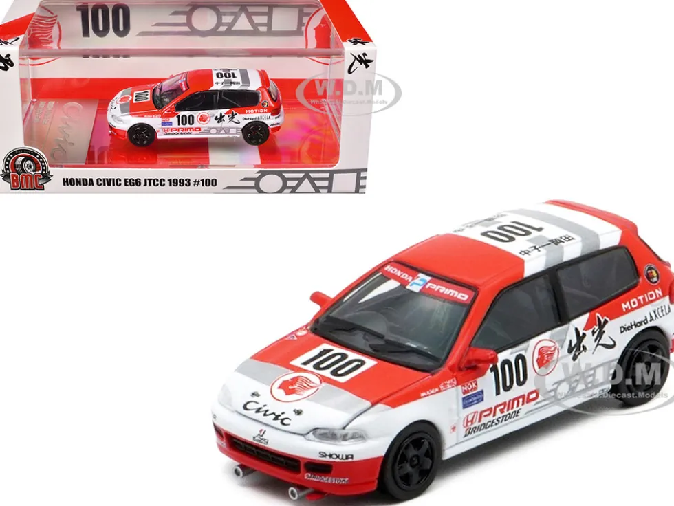 Honda Civic EG6 RHD (Right Hand Drive) #100 Osamu Nakako - Hideki Okada "Mugen Honda" "Japanese Touring Car Championship" (1993) 1/64 Diecast Model Car by BM Creations