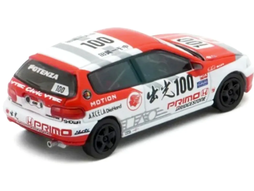 Honda Civic EG6 RHD (Right Hand Drive) #100 Osamu Nakako - Hideki Okada "Mugen Honda" "Japanese Touring Car Championship" (1993) 1/64 Diecast Model Car by BM Creations