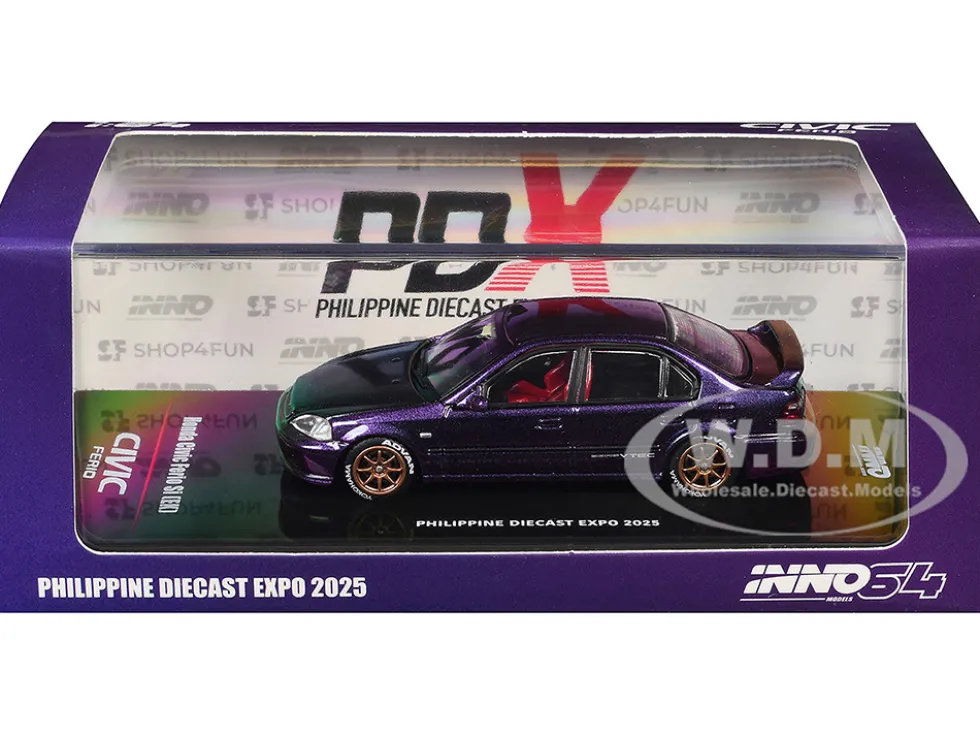 Honda Civic Ferio Si (EK) RHD (Right Hand Drive) Midnight Purple Metallic "Philippine Diecast Expo 2025 Event Edition" 1/64 Diecast Model Car by Inno Models