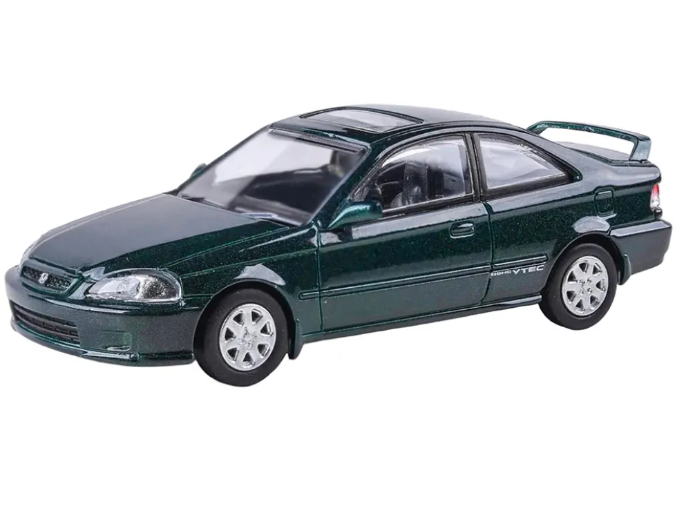 1999 Honda Civic Si EM1 Clover Green Pearl Metallic with Sunroof 1/64 Diecast Model Car by Paragon Models