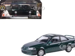 1999 Honda Civic Si EM1 Clover Green Pearl Metallic with Sunroof 1/64 Diecast Model Car by Paragon Models