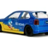 1997 Honda Civic Type R Blue Metallic with Graphics "Sonic the Hedgehog" (1991) Video Game "Hollywood Rides" Series 1/32 Diecast Model Car by Jada