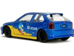 1997 Honda Civic Type R Blue Metallic with Graphics "Sonic the Hedgehog" (1991) Video Game "Hollywood Rides" Series 1/32 Diecast Model Car by Jada