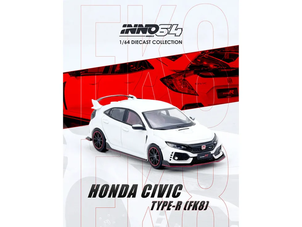 Honda Civic Type R (FK8) RHD (Right Hand Drive) White 1/64 Diecast Model Car by Inno Models