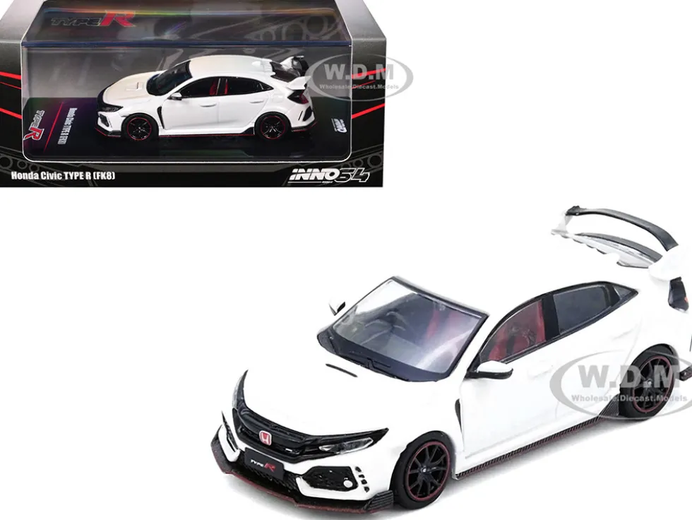 Honda Civic Type R (FK8) RHD (Right Hand Drive) White 1/64 Diecast Model Car by Inno Models