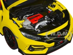 2021 Honda Civic Type R FK8 RHD Right Hand Drive Sunlight Yellow Limited Edition 1/18 Model Car Autoart 73225
