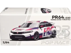 Honda Civic Type R FL5 "HRC - Honda Racing" White with Graphics 1/64 Diecast Model Car by Pop Race